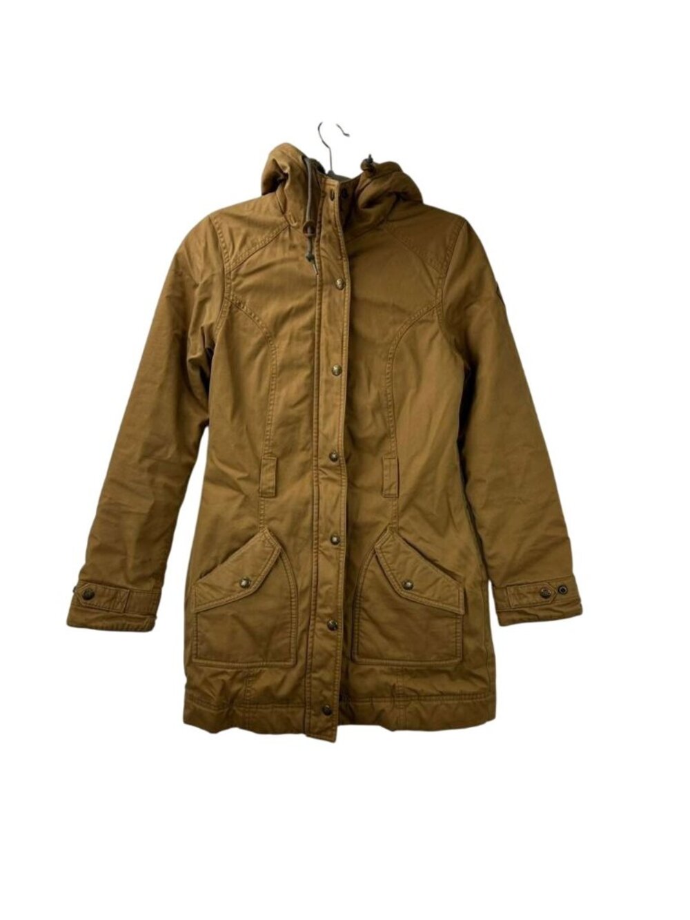 Vintage The North Face Women's Size XS Tan Hooded Parka Coat Button & Full Zip